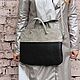 Case bag for laptop and documents from the Black leather with grey Combi. Case. Katorina Rukodelnica HandMadeButik. My Livemaster. Фото №4