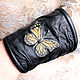 3D Bracelet 'Butterfly' made of genuine leather in black, Bead bracelet, Moscow,  Фото №1