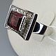 Silver ring with 10h8 mm garnet and cubic zirconia, Rings, Moscow,  Фото №1