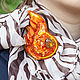 Orange fire brooch, fashion jewelry, rust wedding brooch. Brooches. Soleatoys. Интернет-магазин Ярмарка Мастеров.  Фото №2