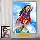 Cartoon superwoman. Superwoman cartoon by photo. The painting is a gift to a woman, Caricature, Moscow,  Фото №1