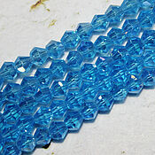 Материалы для творчества handmade. Livemaster - original item Biconuses 4 mm 45 pcs on a blue rainbow thread. Handmade.
