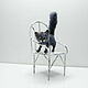 Mini figure of a gray-blue cat, for a dollhouse. Miniature figurines. AnzhWoolToy (AnzhelikaK). My Livemaster. Фото №5