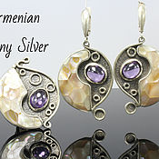 Украшения handmade. Livemaster - original item Ursula jewelry set with amethyst and mother of pearl made of silver DP0006. Handmade.