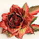 Rose brooch made of velvet 'fire Red', Brooches, Moscow,  Фото №1
