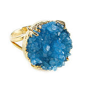 Украшения handmade. Livemaster - original item Blue ring with quartz, large ring with blue stone. Handmade.