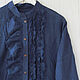 Темно-синяя бохо блузка с оборками. Блузки. LINEN & SILVER ( ЛЕН и СЕРЕБРО ). Ярмарка Мастеров.  Фото №4