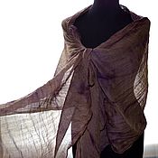 Womens scarf pashmina purple gray natural silk handmade