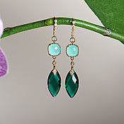 Украшения handmade. Livemaster - original item Long earrings with green crystals. Handmade.