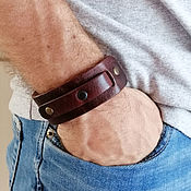 Украшения handmade. Livemaster - original item Leather bracelet with unisex rivets. Handmade.