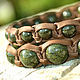 A set of leather Shamballa bracelets with stone serpentine
