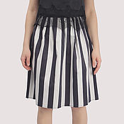 Одежда handmade. Livemaster - original item Navy-style cotton skirt with a wide MIDI stripe. Handmade.