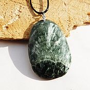 Necklace with large pendant Green Dragon jade