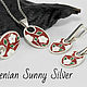 Ring, earrings and pendant Flowers made of 925 silver with enamel BS0069, Jewelry Sets, Yerevan,  Фото №1
