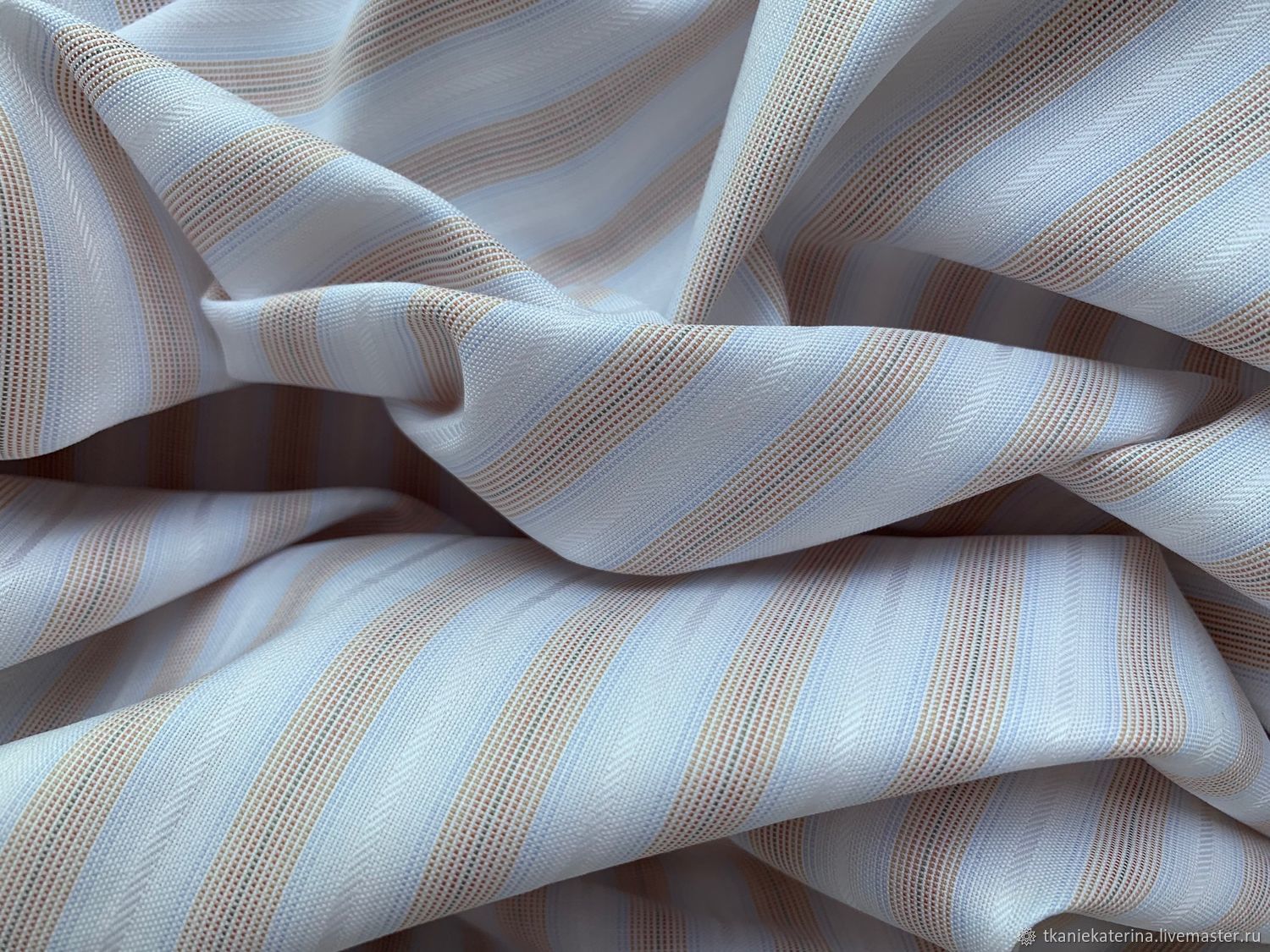 Ткань Хлопок с Шелком Etro Бежевые Полоски Венеция купить в интернет ...