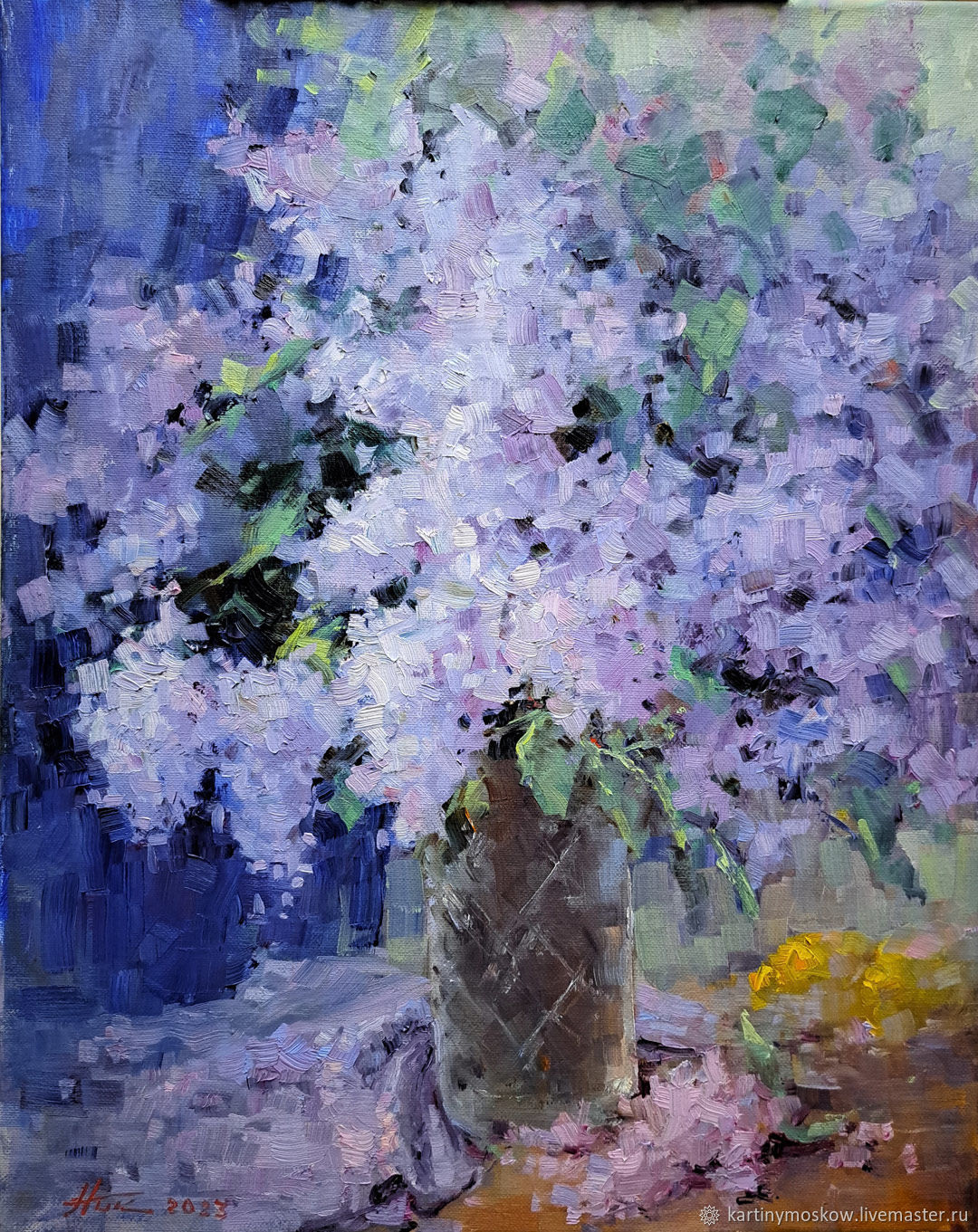 Картина маслом Мозаика сирени. 40х50 купить в интернет-магазине Ярмарка ...