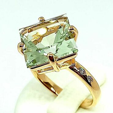 Канцелярские товары ручной работы. Ярмарка Мастеров - ручная работа Золотое кольцо 585 с природным аметистом квадрат 12*12 и бриллиантами. Handmade.