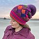 Knitted women's hat burgundy crimson, Caps, Krasnodar,  Фото №1