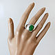 Кольцо с зеленым жадеитом гальваническое серебрение серебром 12 микрон, Кольца, Новосибирск,  Фото №1