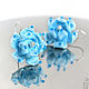 Earrings flowers Blue dew. Silver, lampwork glass. Air