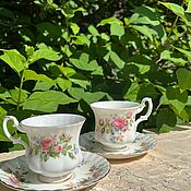 Винтаж ручной работы. Ярмарка Мастеров - ручная работа Moss rose coffee pairings, Royal Albert, England. Handmade.