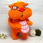 Куклы и игрушки handmade. Livemaster - original item Food won`t eat itself! Soft toy plush red cat Vasi Lozhkina. Handmade.