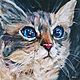 Oil painting Curious cat, Pictures, Zelenograd,  Фото №1