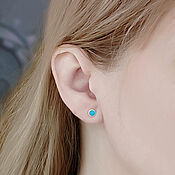 Украшения handmade. Livemaster - original item Stud EARRINGS with Turquoise. Silver earrings.. Handmade.