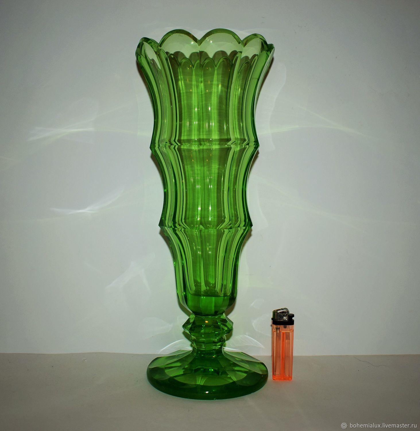 Vintage tall vase 37 cm uranium glass Moser (Moser) – купить на Ярмарке ...