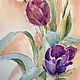 Order Watercolor miniatures. Purple tulips. ArtShipilina. Livemaster. . Pictures Фото №3