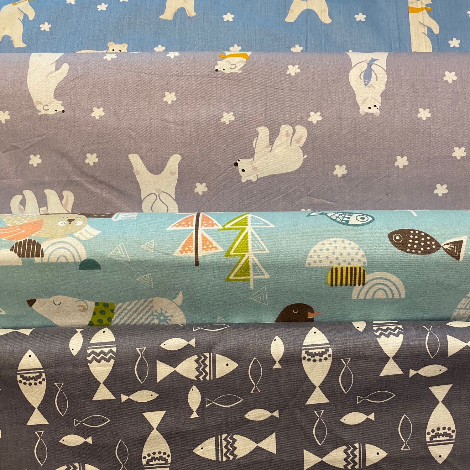 Ткань. Хлопок. Китайский сатин. Медведи и рыбки купить в интернет ...