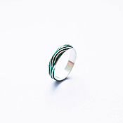 Украшения handmade. Livemaster - original item Silver ring with green color enamel 18 mm. Handmade.