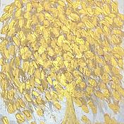 Картина большая силуэт девушки в золотом платье «Выход» 80х60х1,5 см