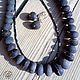 'Black diamond' necklace and earrings lampwork beads and hematite, Jewelry Sets, St. Petersburg,  Фото №1