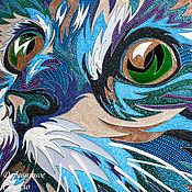 Для дома и интерьера handmade. Livemaster - original item Stained glass: Rainbow Cat. painting on glass cat cat blue. Handmade.