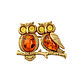 Silver brooch, with amber, the color of cognac 'Owl', a gift, Stick pin, Kaliningrad,  Фото №1