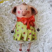 Куклы и игрушки handmade. Livemaster - original item Christmas tree toy made of papier mache Pig Lo. Handmade.