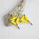 Lemon Yellow Triangular Beaded Earrings, Earrings, Ulan-Ude,  Фото №1