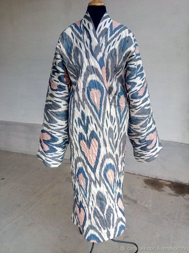 Стеганый кафтан из иката. Узбекский чапан. Бохо пальто, Пальто, Ташкент,  Фото №1
