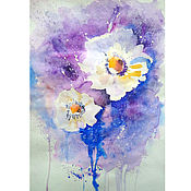 Картины и панно handmade. Livemaster - original item Painting bouquet of white flowers in watercolor still life A3. Handmade.