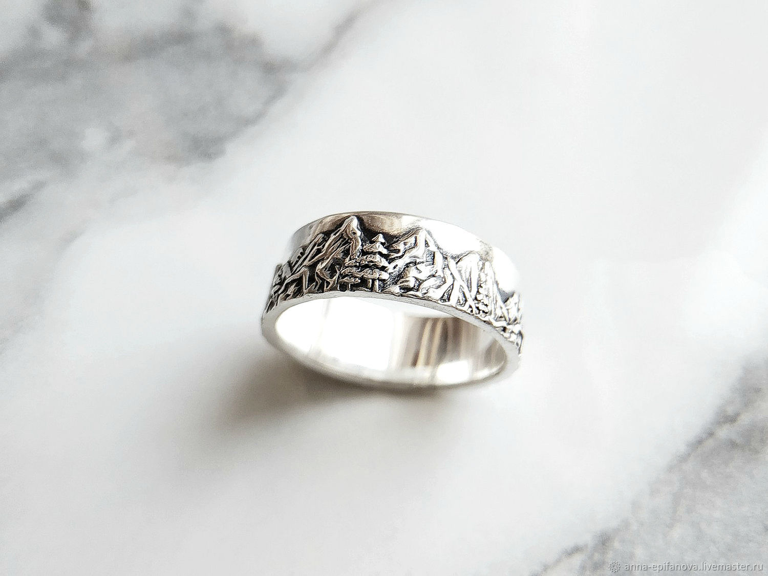 Ring 'Mountains and pines' in silver with blackening (Ob32), Engagement rings, Chelyabinsk,  Фото №1