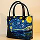Copy of Leather black bag handbag Van Gogh. Starry night. Classic Bag. Avtorskie kozhanye sumki iz Italii. Ярмарка Мастеров.  Фото №4