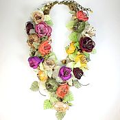 Украшения handmade. Livemaster - original item Autumn Pastoral Necklace, handmade flowers made of fabric. Handmade.