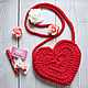 handbag-heart made of knitted yarn, Classic Bag, Moscow,  Фото №1
