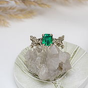 Украшения handmade. Livemaster - original item Engagement ring with emerald and gold 