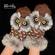 Аксессуары handmade. Livemaster - original item OWL. Owl mittens brown. Handmade.