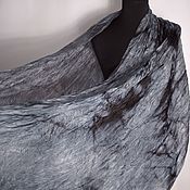 Аксессуары handmade. Livemaster - original item Scarf for women grey black demi-season natural silk long pressed. Handmade.