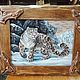 Picture of birch bark ' Snow leopard». Handmade, Pictures, Tomsk,  Фото №1
