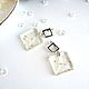 Earrings with Real Dandelion Seeds Transparent Resin Rhodium Square. Earrings. WonderLand. My Livemaster. Фото №6