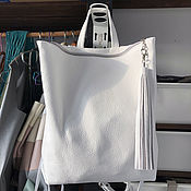 Сумки и аксессуары handmade. Livemaster - original item backpack white leather urban medium with pockets and cosmetic bag. Handmade.